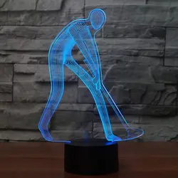 7 цветов визуальный прикроватные освещение Декор гольф качели действие Led сна ночник 3D Гольфист человек готов положение моделирование