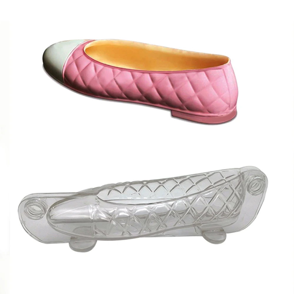 

DIY 3D Cake Molds Women Flat Shoes Shape Barret Shoe Plastic Chocolate Mould PC Polycarbonate Mold Baking Tool