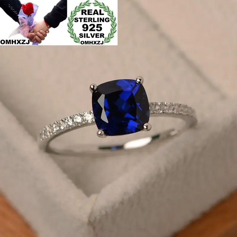 OMHXZJ европейские модные женские и мужские вечерние свадебные подарки различные цвета квадратный AAA Циркон 925 пробы Серебряное кольцо RR37