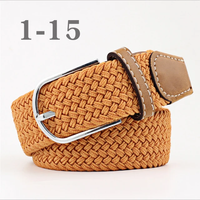 ZLD 60 Colors Female Casual Knitted Pin Buckle Men Belt Woven Canvas Elastic Expandable Braided Stretch Belts For Women Jeans 42