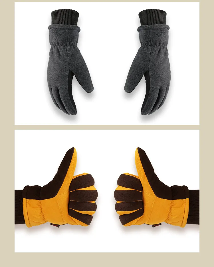 OZERO зимние теплые мужские перчатки для катания на лыжах из оленьей кожи, кожаные перчатки для спорта на открытом воздухе, ветрозащитные, ниже нуля, для велоспорта для мужчин и женщин 8008