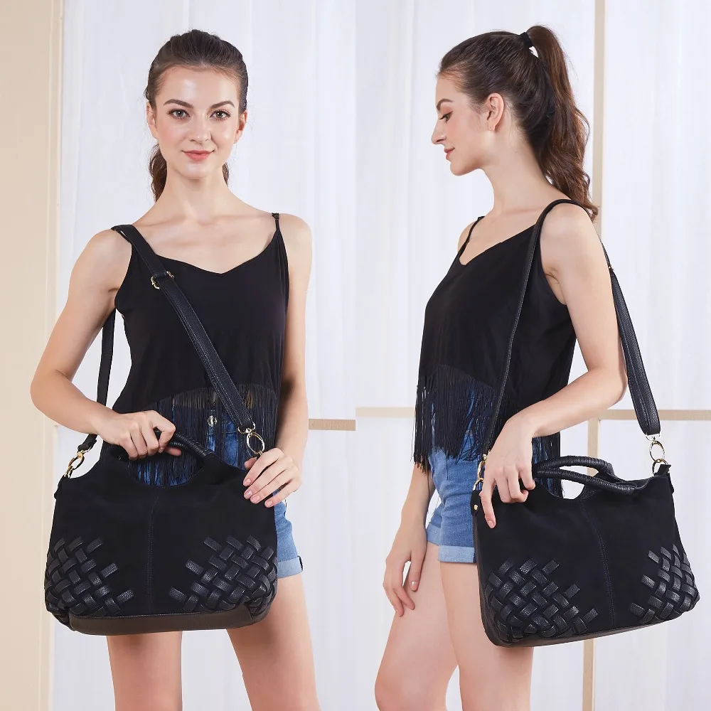 أحدث النساء نسج الجلد المدبوغ انقسام الإناث الترفيه عارضة سيدة Crossbody حقيبة كتف رسول أعلى-حقائب بيد كيس
