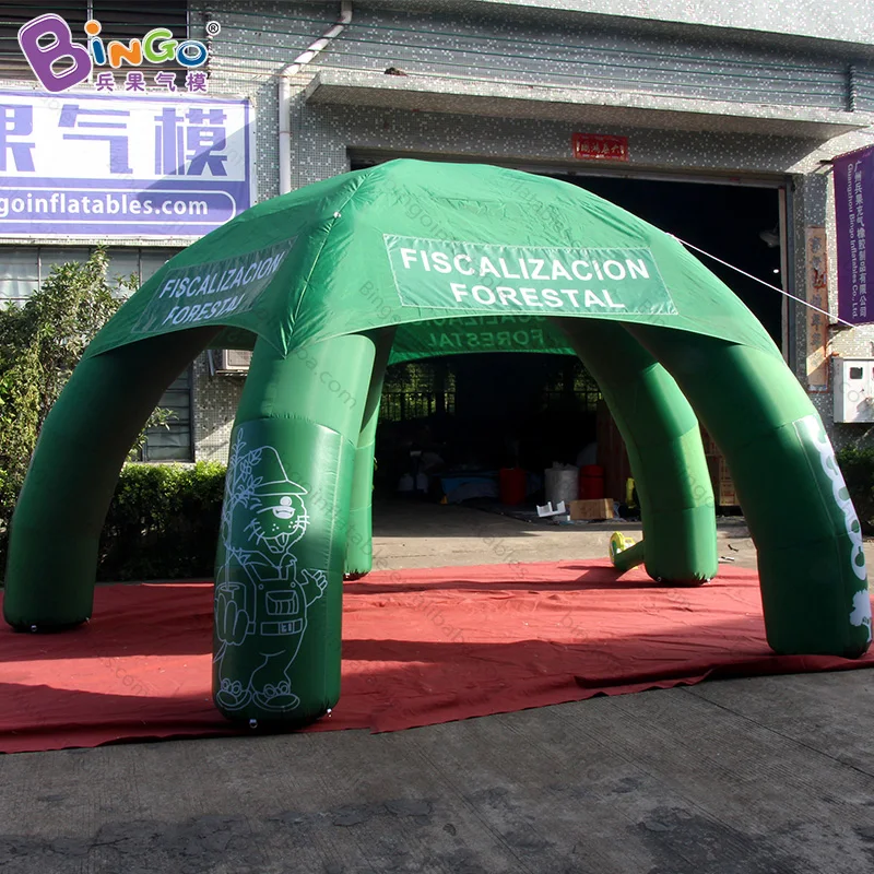  Customized green color 6X3 Meters inflatable spider dome tent digital printed 5 pillars inflatable 