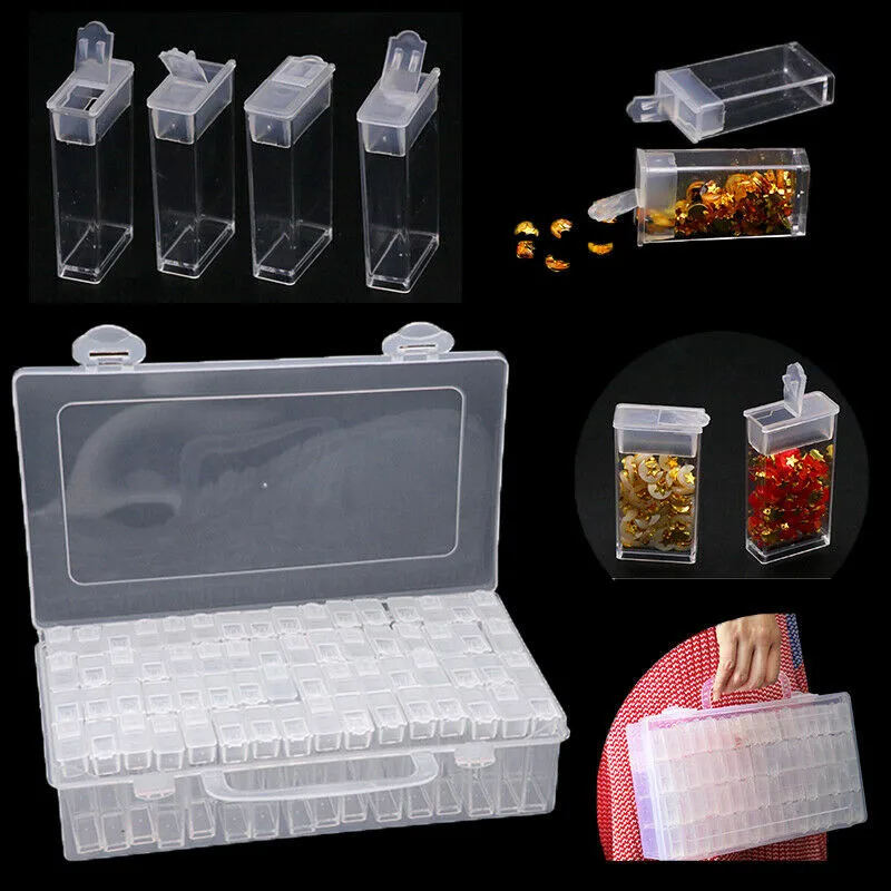 

64pcs Diamond Painting Tool Beads Container Embroidery Stone Storage Box Mini Objects Bead Organizer Tool Container Storage Box