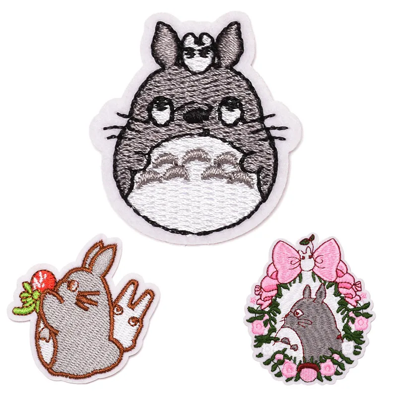 

Cartoon Totoro high quality Embroidered Iron on patches For clothing Badges clothes Stickers Appliques wholesale