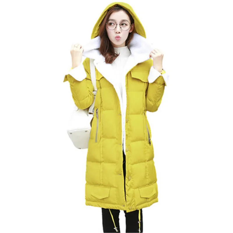 

Solid Color Fashion Single Breasted Thick Cotton Hooded Warm Long Parka Slim Padded Outerwear Manteau Femme Hiver Casual TT3350
