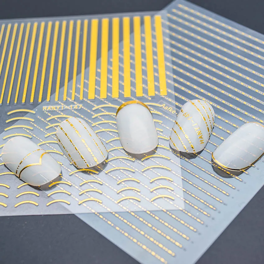 

Gold Metallic 3D Nail Stickers Strips Lines Nagel Stickers on Nails Adhesive Manicure Beauty Nail Art Stickers Decals 4SZJT3012