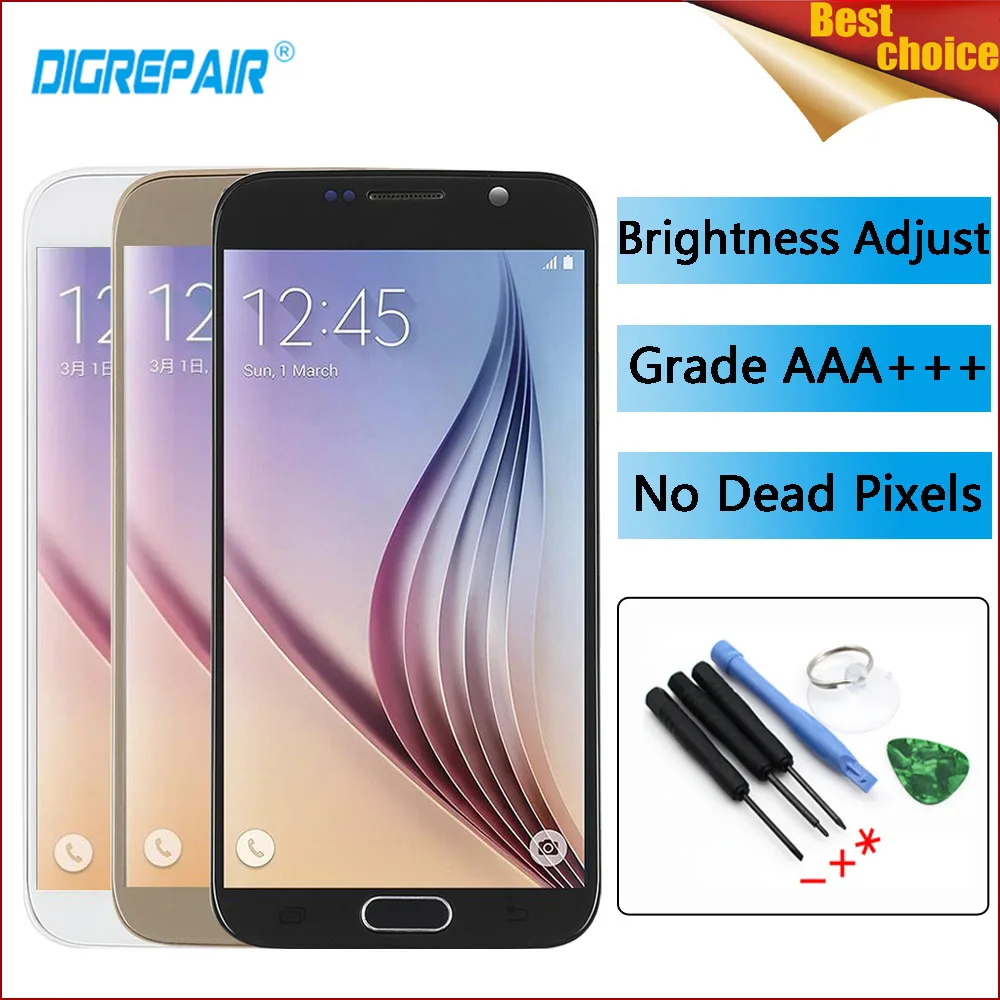 G920 lcd для samsung GALAXY S6 lcd G920 G920F lcd дисплей сенсорный экран дигитайзер Рамка g920f lcd для samsung S6 дисплей
