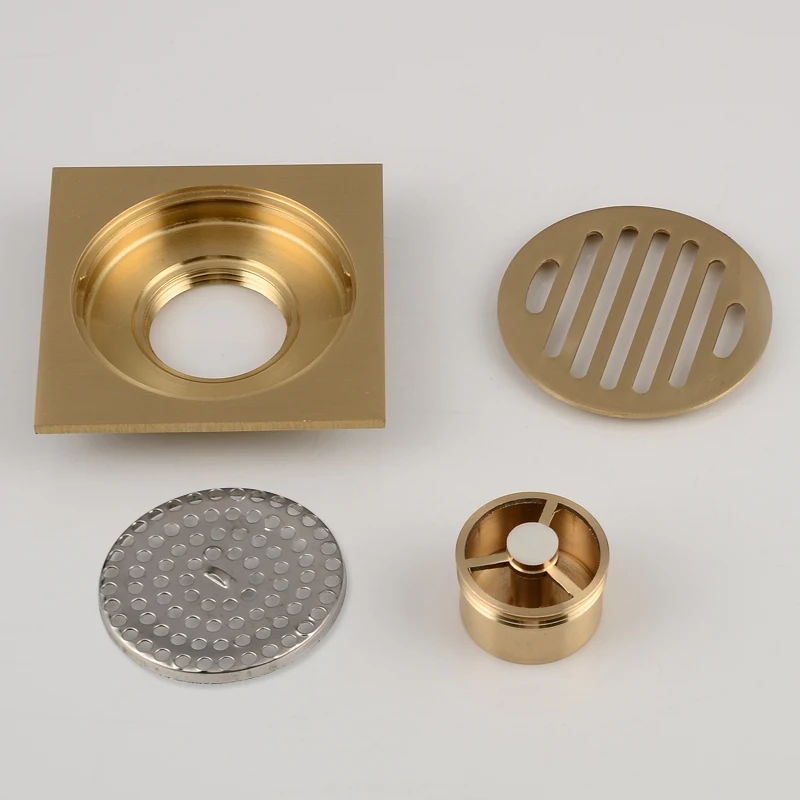 Floor Drain Gold Cover Square Balcony Washroom Bathroom Shower Drainer Strainer Anti-odor Brass Tile Insert Floor Waste Grates Floor Drain Gold Cover Square Balcony Washroom Bathroom Shower Drainer Strainer Anti-odor Brass Tile Insert Floor Waste Grates