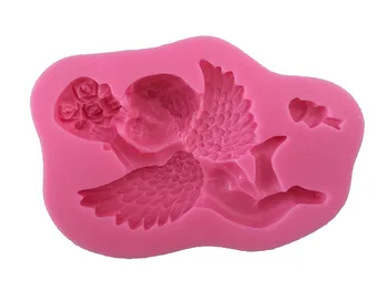 

500pcs/lot Arrival Cute Angel Boy With Electronic Organ Shape 3D Silicone Cake Mold Fondant Cake Tools For Cupcake