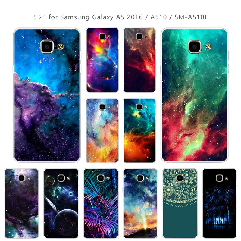 Для Samsung Galaxy A5 2016 A510F черный чехол с Туманностью 5 2 &quotультратонкий ТПУ силиконовый