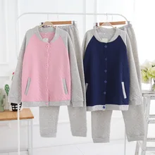 PP хлопковые пижамы для женщин и мужчин Домашняя одежда для парный костюм Женская Мужская пижама теплая одежда для сна Ранняя весна домашний костюм