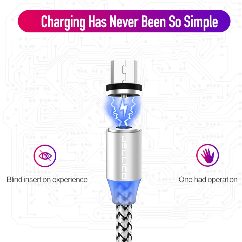 Jellico المغناطيسي شاحن المصغّر usb كابل ل Xiaomi هواوي شاحن هاتف محمول يعمل بنظام تشغيل أندرويد سريع شحن المغناطيس سلك Microusb كابل بيانات سلك