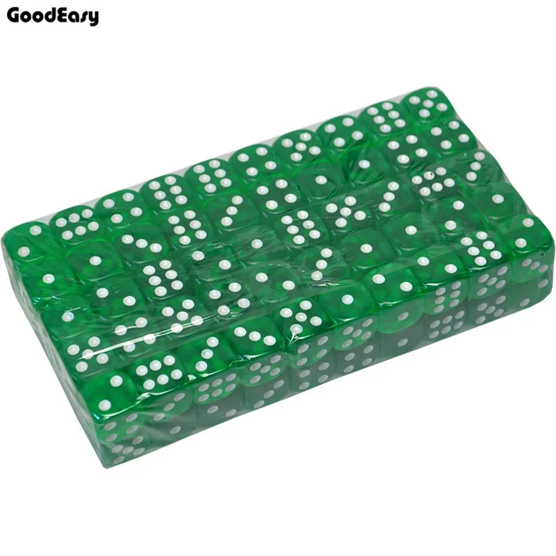 16 мм зеленый акриловый казино цифровой многогранный набор игральных костей шестигранный точечный Забавный кубик для настольной игры D&D ролевых игр вечерние игровые кубики для азартных игр