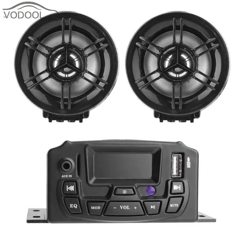 

3" LCD Display Motorcycle Speaker Stereo Sound System USB/TF Card Music MP3 Player Audio FM Radio Moto Anti-thief Loudspeaker