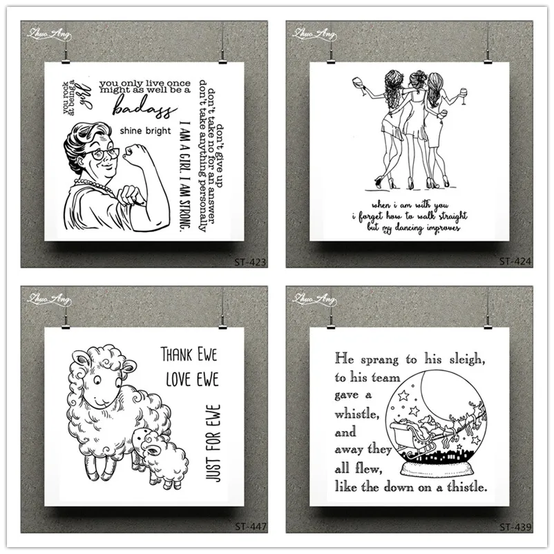 

ZhuoAng Cute rabbit Transparent Clear Stamp for Scrapbooking Rubber Stamp Seal Paper Craft Clear Stamps Card Making