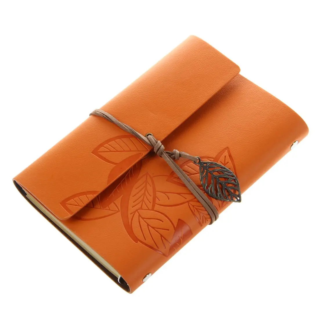 

PU Leather Diary book Notebook Leaf Pendant Vintage Notebook 19x13.5cm, Orange