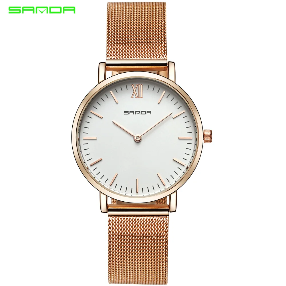 SANDA женские часы модные роскошные из нержавеющей стали для женщин Reloj Mujer Ladeis montre