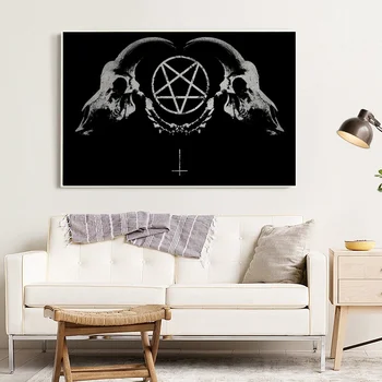

Dark Horror Gothic Occult Satan Penta Symbol Art Silk Fabric Poster Prints Home Wall Decor Painting 24x36 Inches