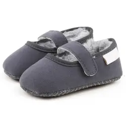 Детская обувь первые ходоки зимние теплые для маленьких мальчиков обувь для девочек младенческой мягкая подошва Плюшевые Ткань Кроватке