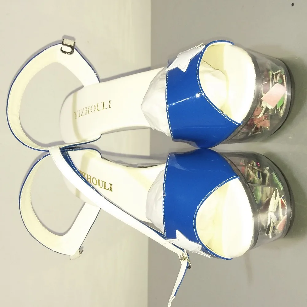 Star fan stage 15 cm high heel sandals Hollow out thick bottom sandals princess Cinderella's shoe
