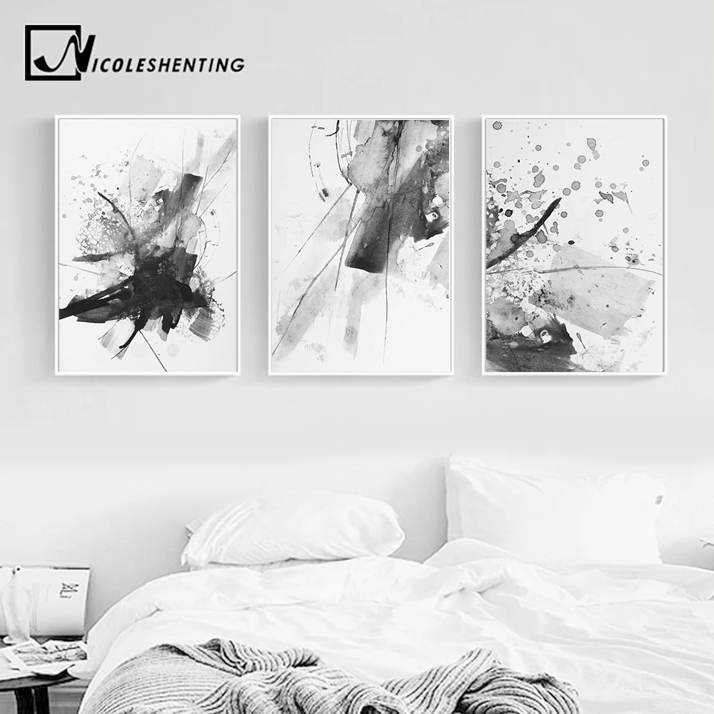 Black White Watercolor Abstract Realism Wall Art Canvas Posters And Prints Painting Wall Pictures For Living Room Home Decor|Picture For Living Room|Canvas Posterwall Pictures - Aliexpress