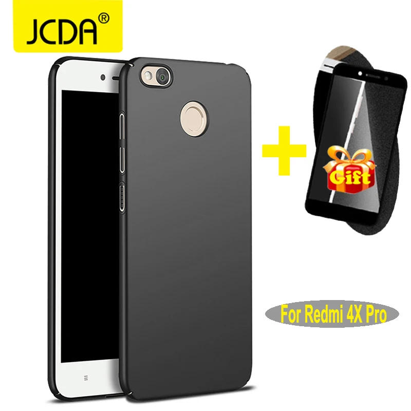 For xiaomi redmi 4x pro case for back cover hard matte shell glass tempered 5.0'' |