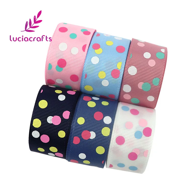 

Lucia crafts 25mm Polka Dot Printed Grosgrain Ribbons Wrapping Hair Bow Garment Accessories DIY Handmade Materials S07C2G02A