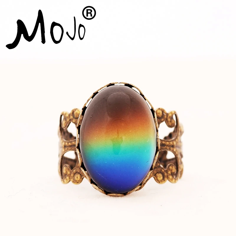 

Fashion Magic Feeling Mood Rings Color Changing Emotion Temperature Changeable Adjustable Finger Ring For Woman MJ-RGM04
