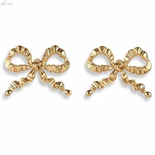 AOMU Модный Золотой металлический полый неправильный запутанный бант Эффектные серьги-гвоздики для женщин вечерние пляжные украшения Pendientes