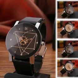Новый минималистский из искусственной кожи Для мужчин и Для женщин Часы аналоговые кварцевые часы Повседневное наручные часы для любителя
