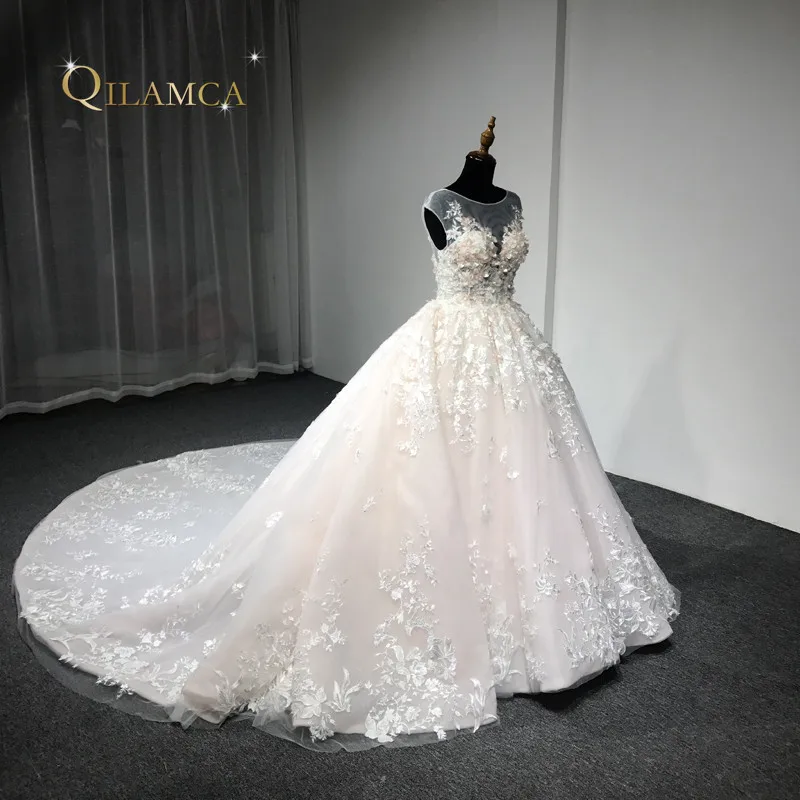 Халат De soriee новые длинные свадебное платье Совок Кепки рукавами Vestido De Casamento Свадебные платья Кружево Аппликации Свадебные платья