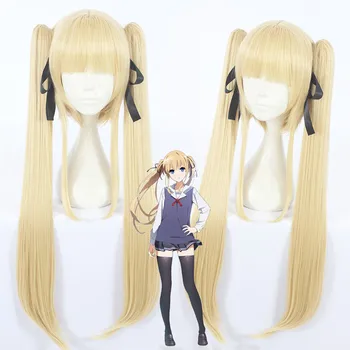 

Tokyo Anime Saenai Heroine no sodate-kata cosplay wig Women Eriri blonde hair with ponytails lace tie Spencer Sawamura wig