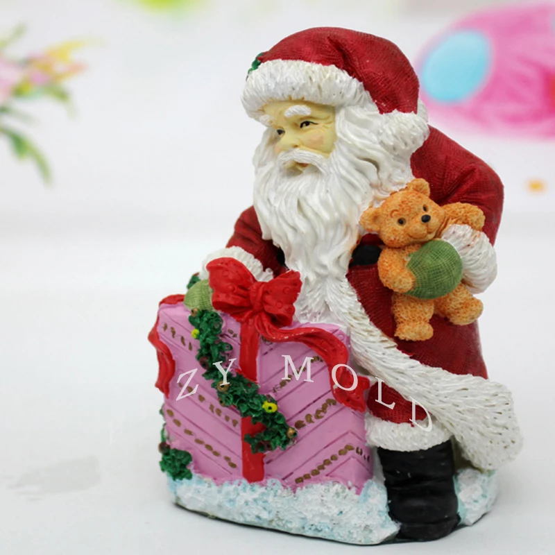Силикагель Новые поступления Силиконовые Формы Рождественский 3D Санта Клаус Холдинг подарок свечи формы для Новогоднее украшение Мыло Формы