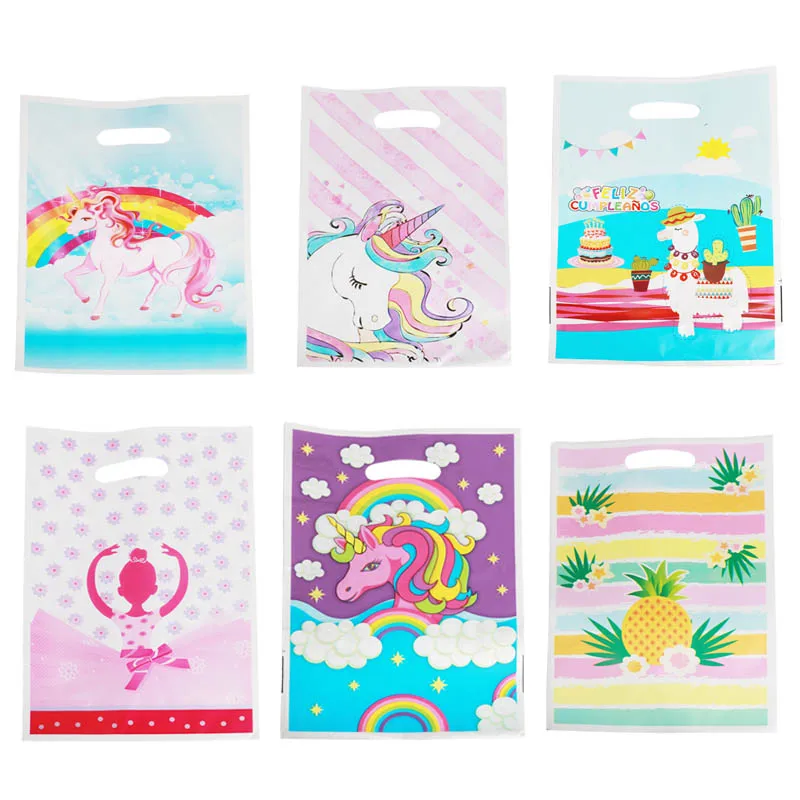 

10PCS Unicorn Loot Bag Party Bags Candy Plastic Gift Package With Wedding Party Decoration Festival Party Supplies