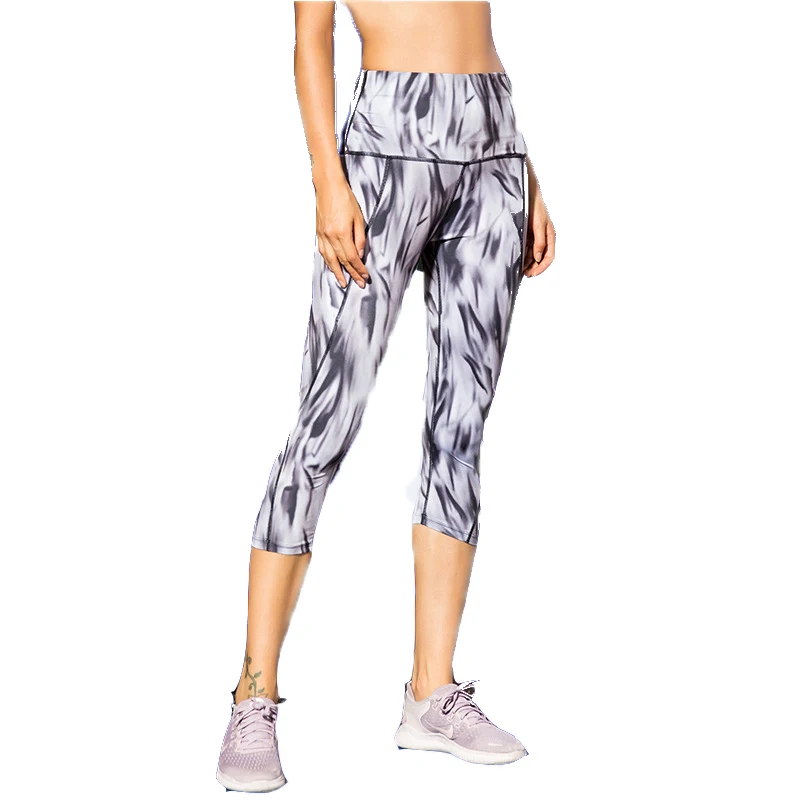 

Fanceey 3/4 Yoga Pants Women with Pocket Running Tights Women Print Seamless Sports Pants Women High Waist Gym Leggings Fitness