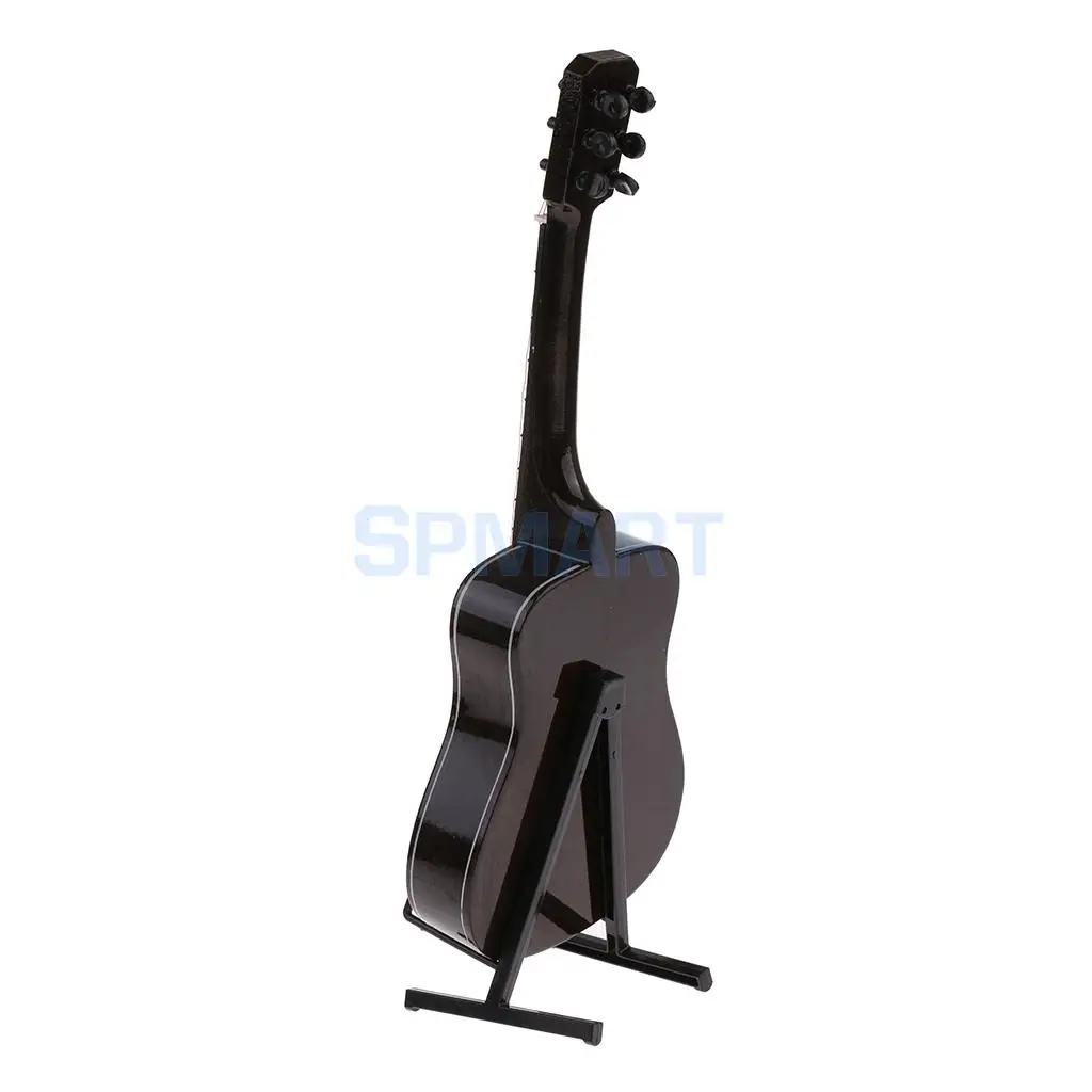 Handcrafted 1:4 Scale Wood Guitar with Panel Model Instrument Collectibles Miniature Dolls Accessory Home Ornaments Kids Gift