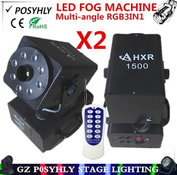 

2pcs/ constant temperature RGB 3in1 LED 1500W smoke machine multi-angle1500W fog machine DJ equipment