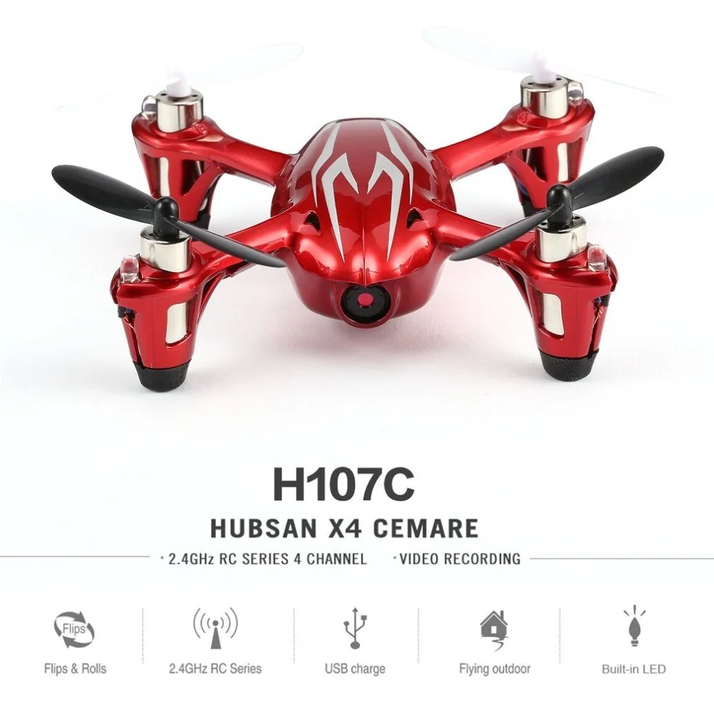 

Hubsan X4 H107C 2.4GHz 4 Channels 6-axis Gyro Portable Mini Drone RTF RC Quadcopter With 0.3MP Camera 3D Flips Built-in LED