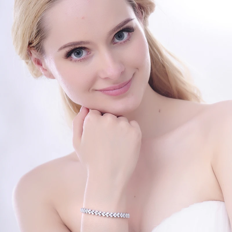 LZESHINE новые колье bracciali Donna Свадебный кулон браслет серебристый циркониевый Для