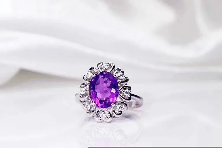 

purplel colour Amethyst gemstone ring for women