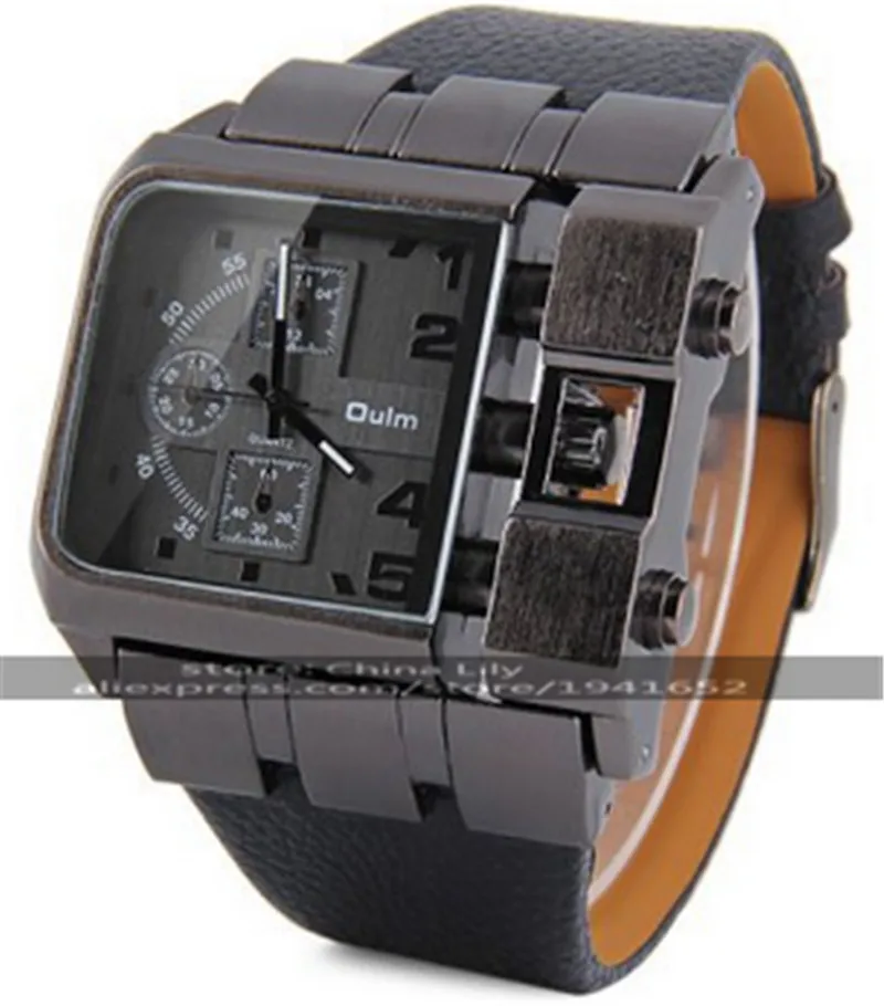Oulm 3364 унисекс спортивные механические часы с двойным механизмом с GMT двойным дисплеем времени, термометром и компасом