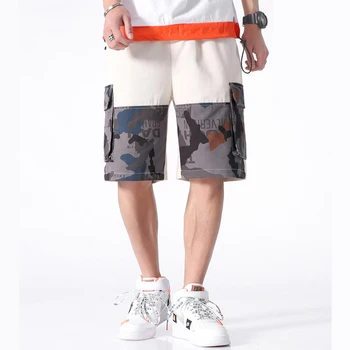 

New Fashion Men Summer Camouflage Cargo Shorts Patchwork Straight Camo Trousers Loose Tractical Overalls Bermuda Masculina