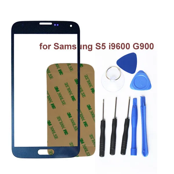

Blue Original Outer Glass Touch Screen FOR Samsung S5 GT-i9600 G900 Lcd front lens Free 3M Adhesive + 8Tools !! Free shipping