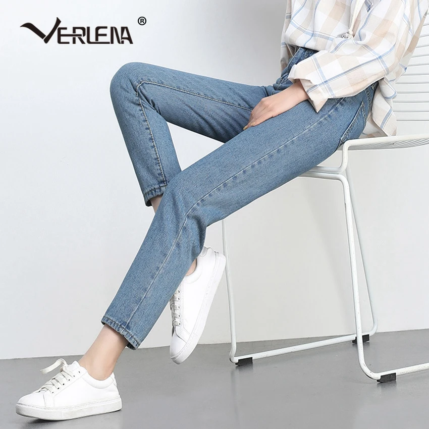 

High Waist Jean Harem Pants Zipper Ankle Length Denim Women's Pants BF Street Style Casual Straight Trousers Women 2019 VERLENA