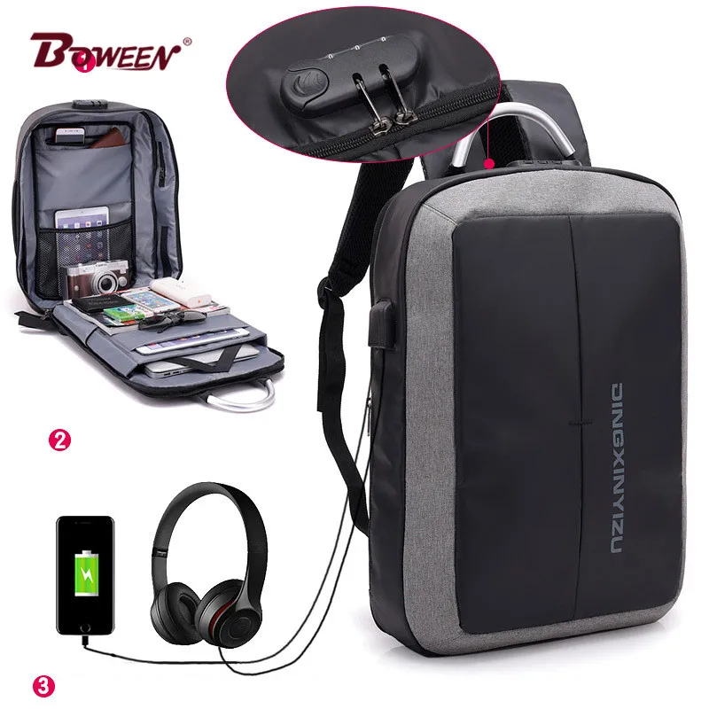 

anti theft backpack schoolbags for teenager men waterproof Oxford USB black Large schoolbag male College University bookbag 2019