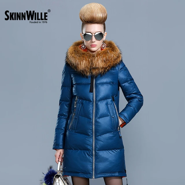 Skinnwille 2017 Новинка женское пальто зимняя куртка женщины Зимняя курткаьто Модель пженщин Зимняя палуховика пуховика длинная куртки Зимние куртки женские