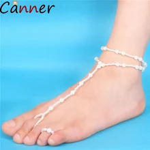 CANNER Multilayer Tassel Pearl Pendant Anklet For Women Footless Bridal Anklet Bracelet On Leg Summer Beach Decoration Jewelry 4 chic multilayer small bells anklet for women