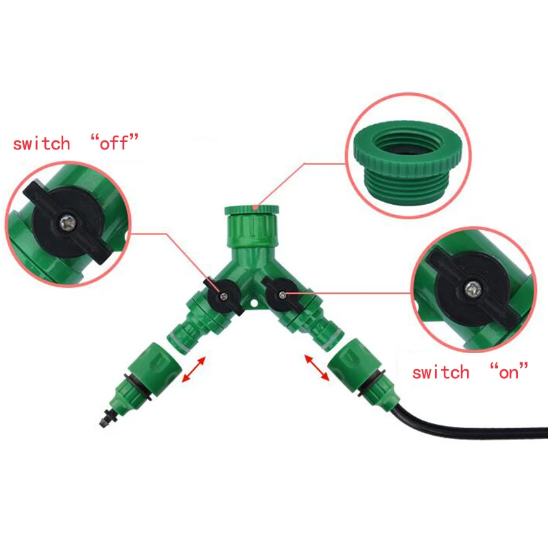 2-полосная адаптер Y кран соединитель, кран фитинг для поливки в саду инструмент для полива
