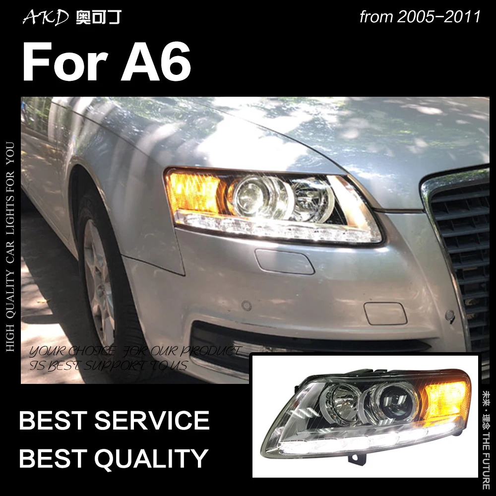 AKD автомобильный Стайлинг для A6 фары 2005-2011 A6L C5 C6 светодиодный налобный фонарь светодиодный DRL Hid вариант Биксеноновая фара авто аксессуары